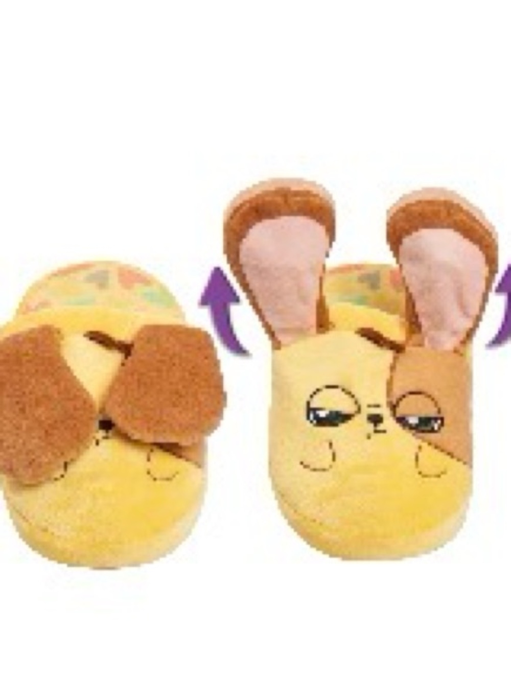 Yellow Plush puppy Flip-Ear Slippers